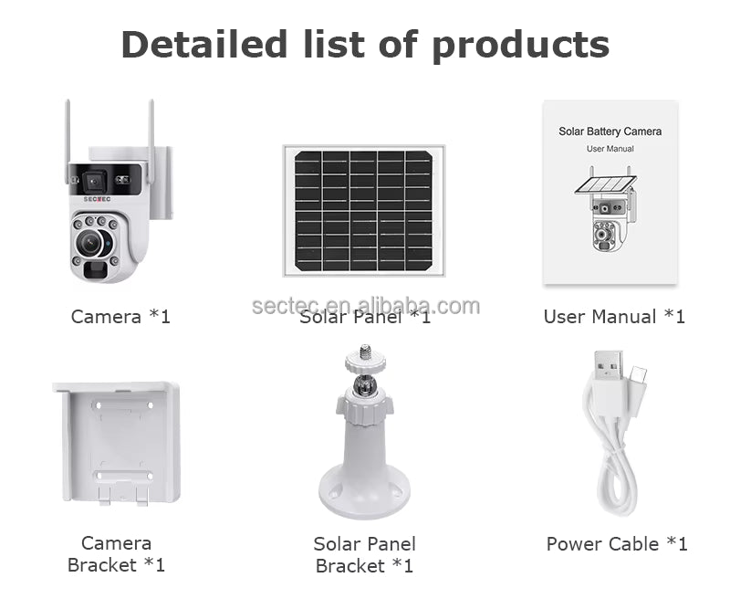 Cámara Solar WiFi PTZ SECTEC ST-537-6M-3L-4G-EU - 6MP con Zoom Óptico Triple Lente