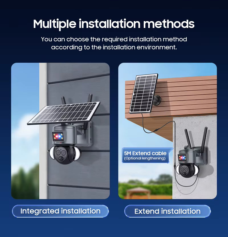 Cámara Solar WiFi PTZ 12X SECTEC ST-S558M-6M - 6MP con Visión Nocturna