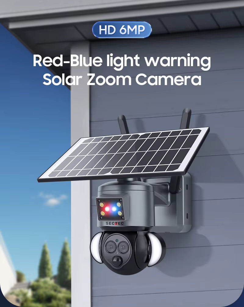 Cámara Solar WiFi PTZ 12X SECTEC ST-S558M-6M - 6MP con Visión Nocturna