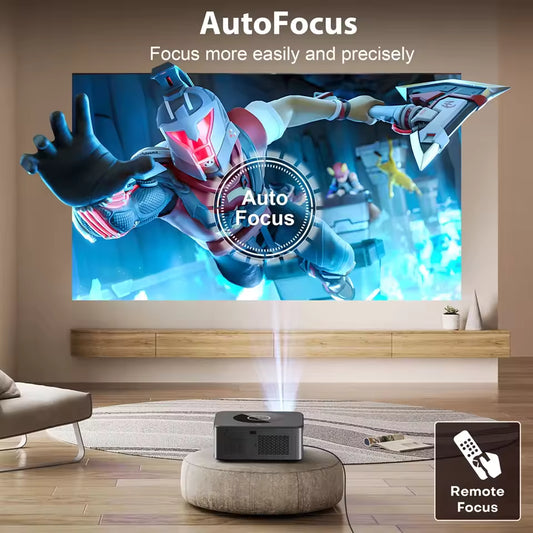 Proyector HORLAT LCD Android 25000 Lúmenes 4K Smart - Cine en Casa Full HD 1080P Nativo con Enfoque Automático Bluetooth 5.0 WiFi 5G