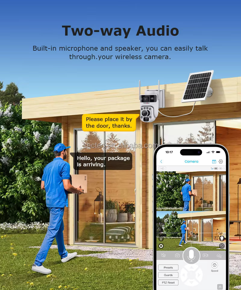 Cámara Solar WiFi PTZ SECTEC ST-537-6M-3L-4G-EU - 6MP con Zoom Óptico Triple Lente