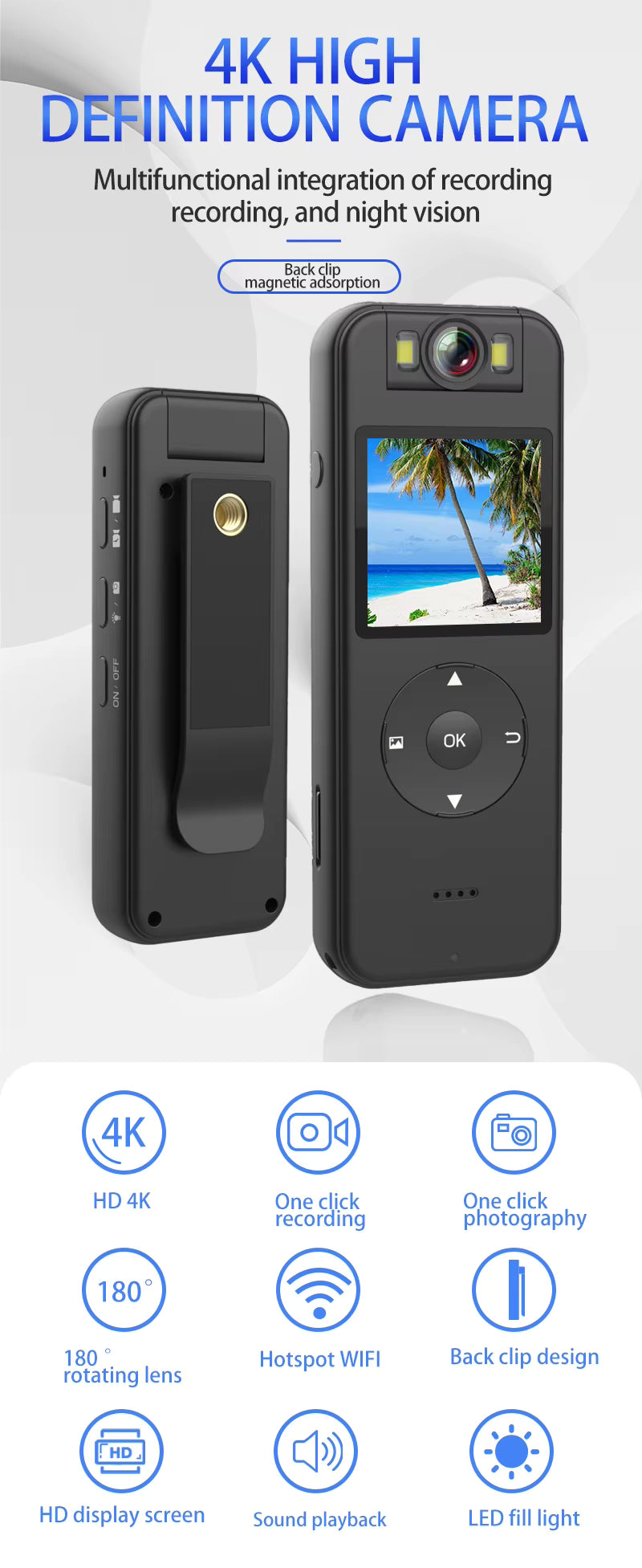 Mini Cámara CS09 4K HD WiFi - Videocámara Portátil Ultra Compacta