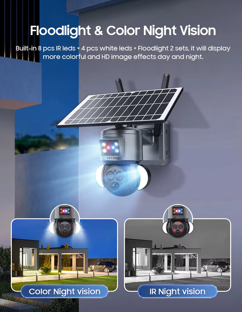 Cámara Solar WiFi PTZ 12X SECTEC ST-S558M-6M - 6MP con Visión Nocturna